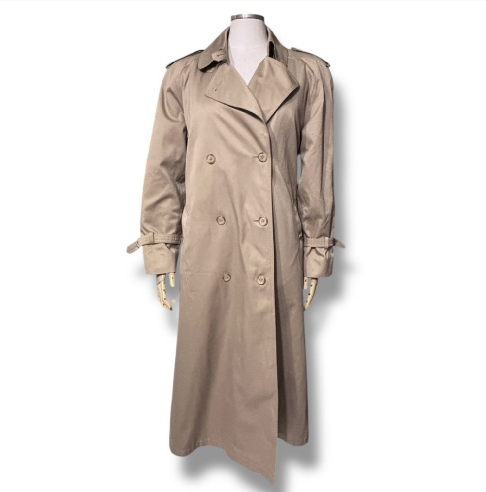LONDON TOWNE Tan Double Breasted Trench Coat VINTAGE - Picture 12 of 12